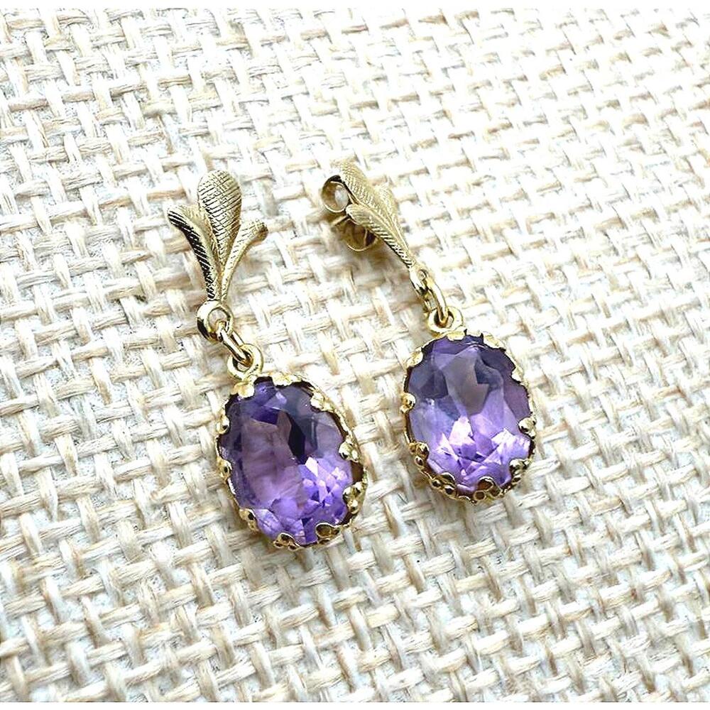 Elegant Gold and Purple Drop Earrings